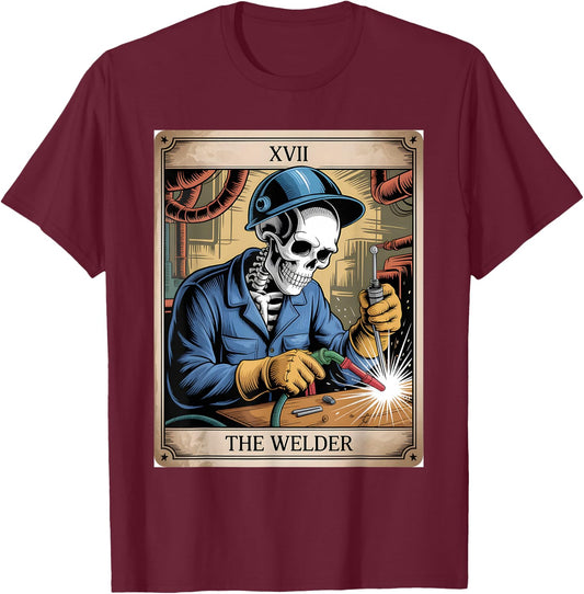 Welder Welding Funny Welding Tarot Card The Welder T-Shirt - T-Shirt | Maroon