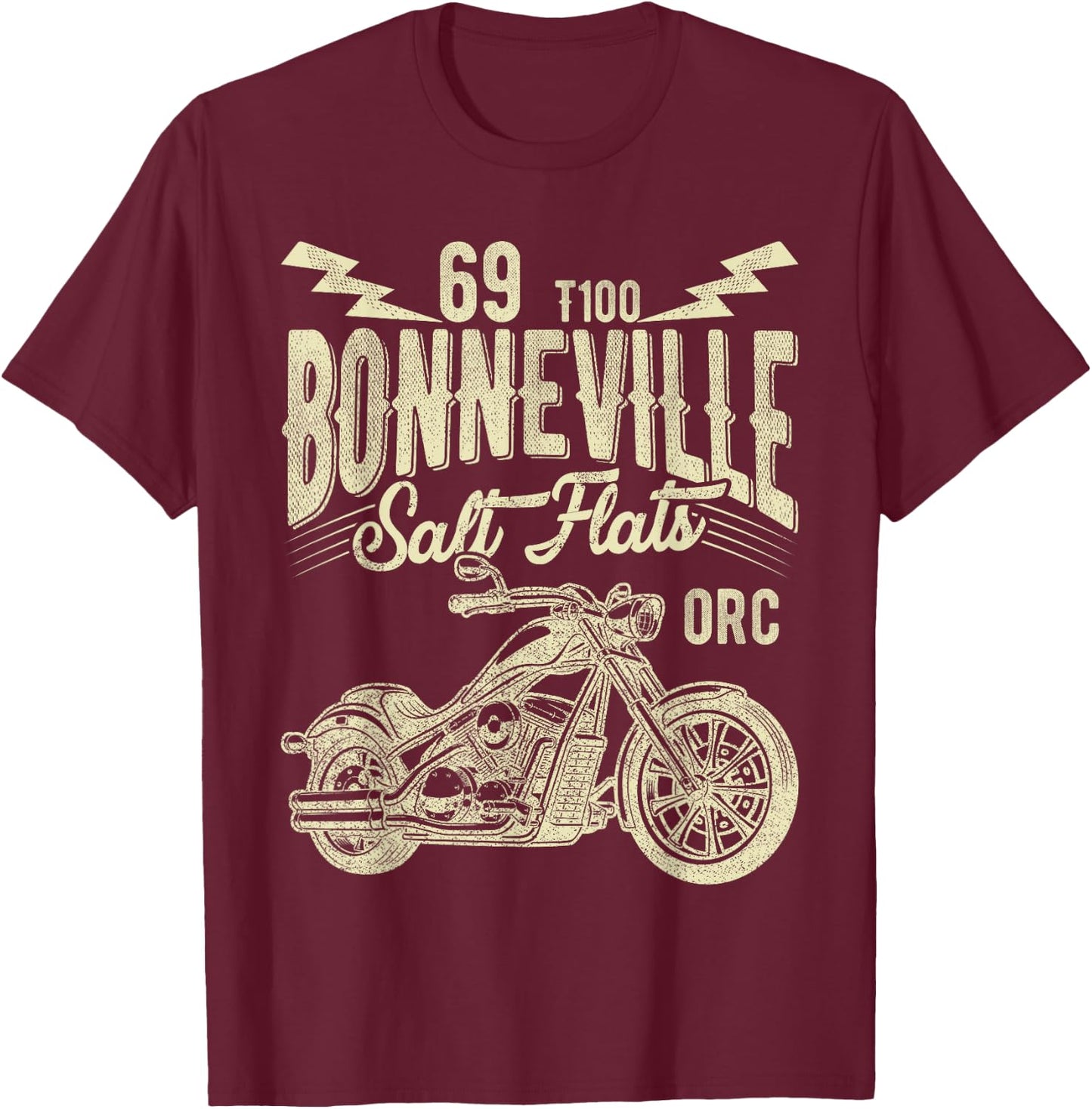 Retro Motorcycle Rider Funny Bonneville Salt Flats Vintage T-Shirt - T-Shirt | Maroon