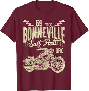 Retro Motorcycle Rider Funny Bonneville Salt Flats Vintage T-Shirt - T-Shirt | Maroon