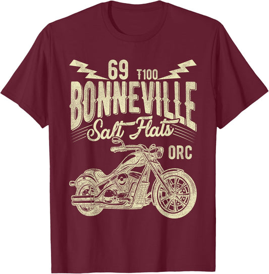 Retro Motorcycle Rider Funny Bonneville Salt Flats Vintage T-Shirt - T-Shirt | Maroon