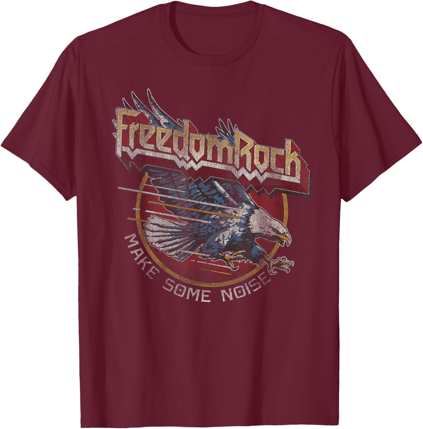 Freedom Rock USA Eagle Vintage Retro Band Concert 4th July T-Shirt - T-Shirt | Maroon