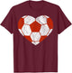 Vintage Football Heart Gift Soccer Player Valentine's Day T-Shirt - T-Shirt | Maroon