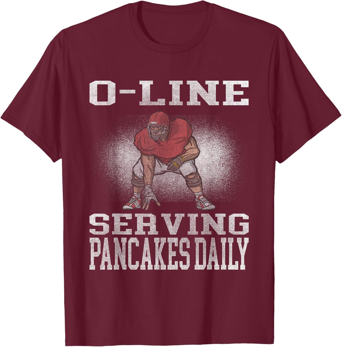 Football Lineman Serving Pancakes Offensive LIne T-Shirt - T-Shirt | Maroon