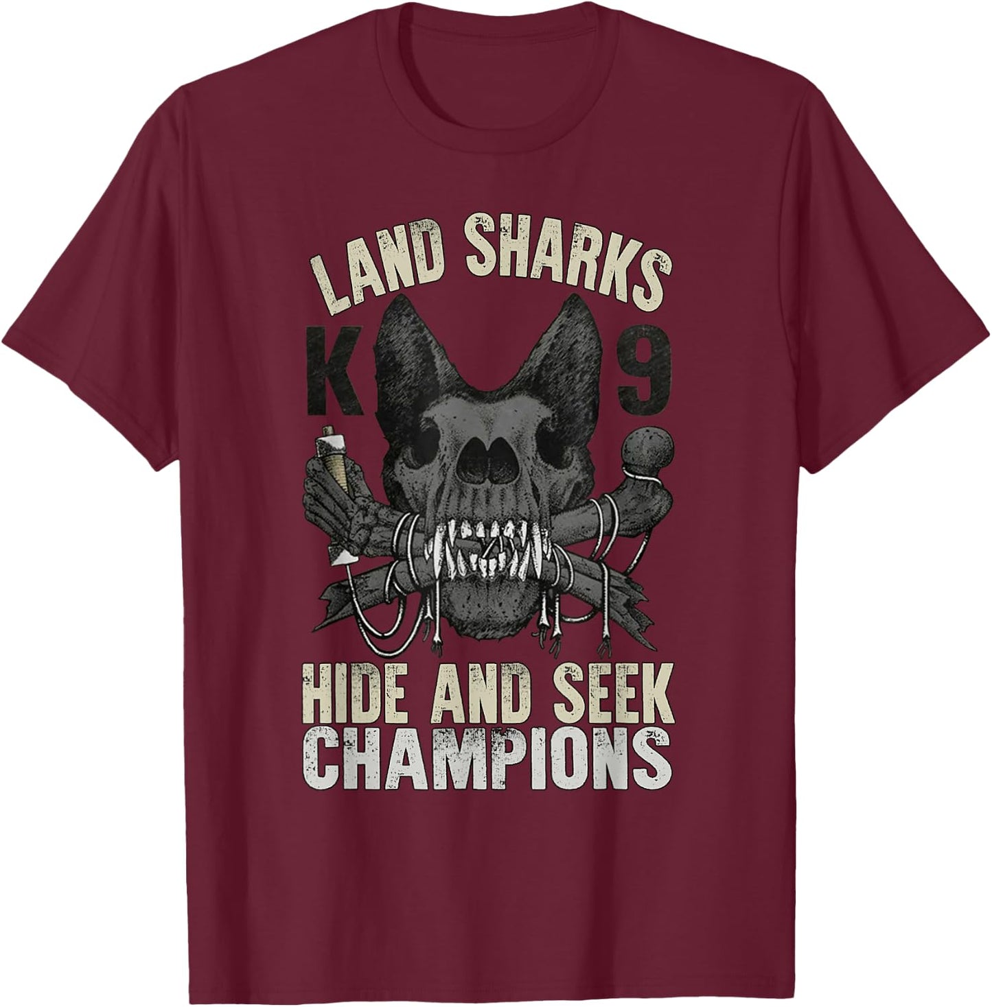 Land Sharks Hide And Seek Champions T-Shirt - T-Shirt | Maroon