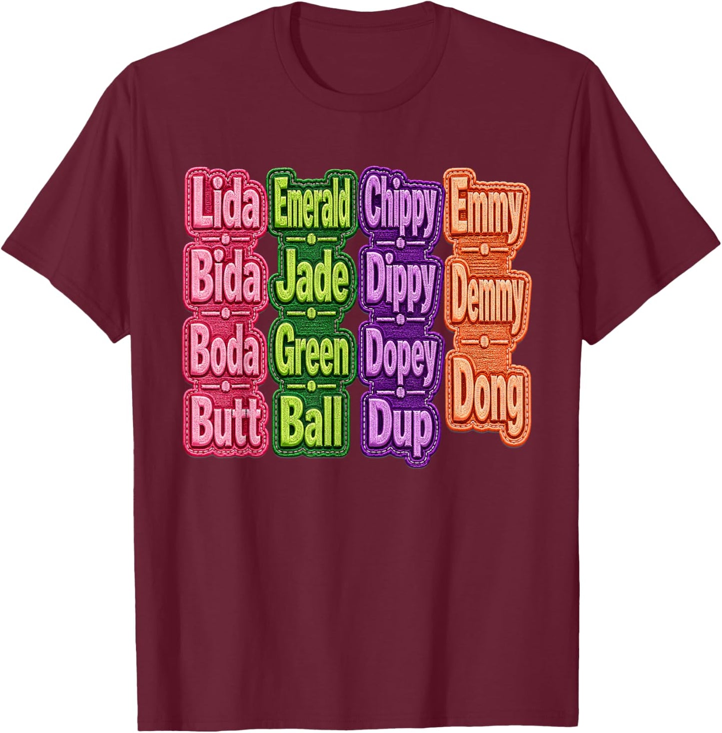 LIDA Bida Boda Butt, Emerald Jade Green Ball T-Shirt - T-Shirt | Maroon