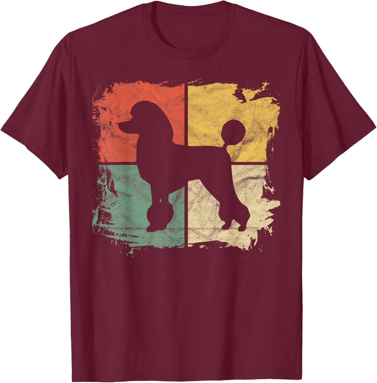 Square Retro Poodle Owner Gift Dog Poodle Dad Mom Women Girls Kids T-Shirt - T-Shirt | Maroon