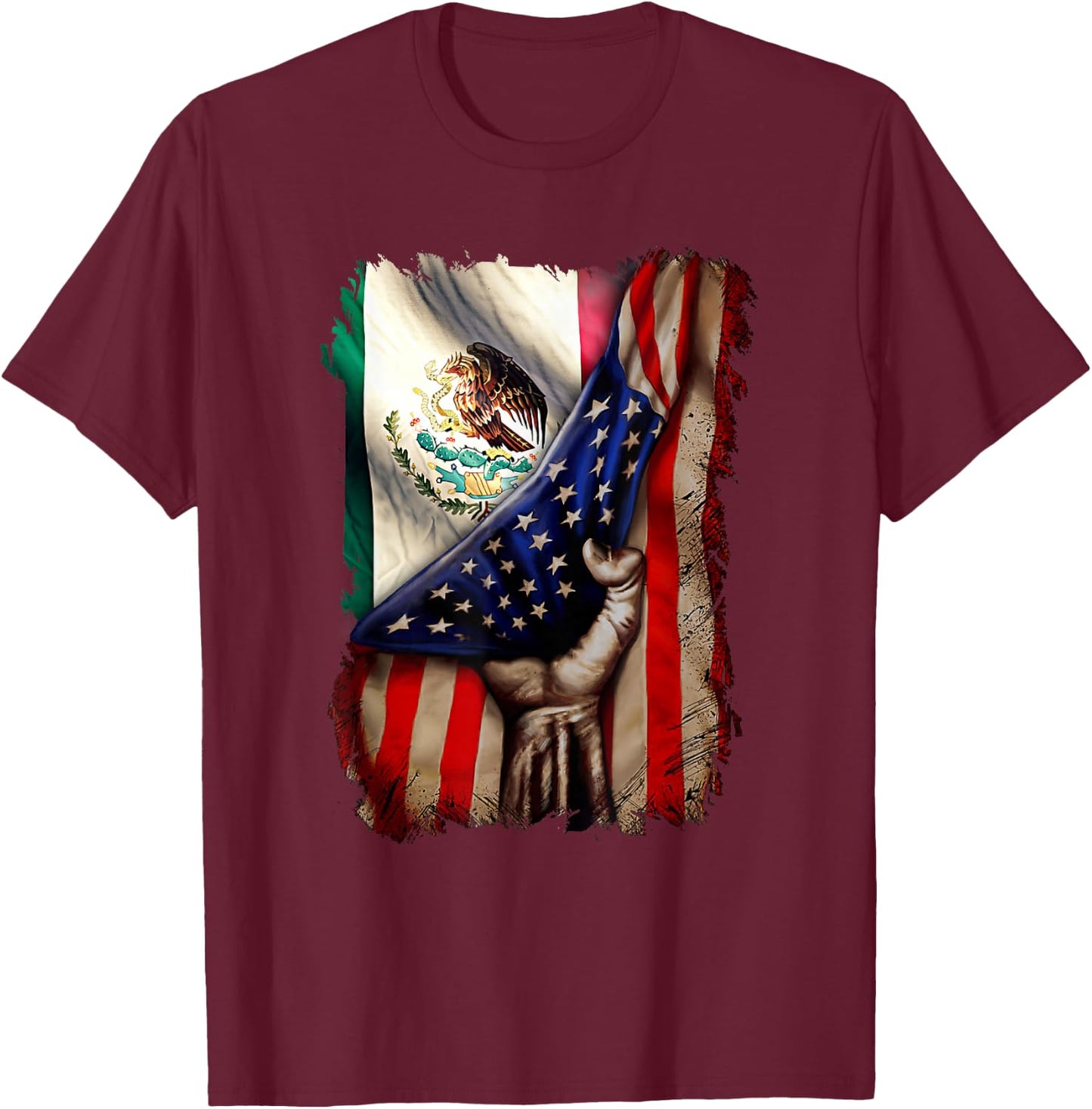 Mexican Roots American Mexican Flag Mexico is Calling T-Shirt - T-Shirt | Maroon