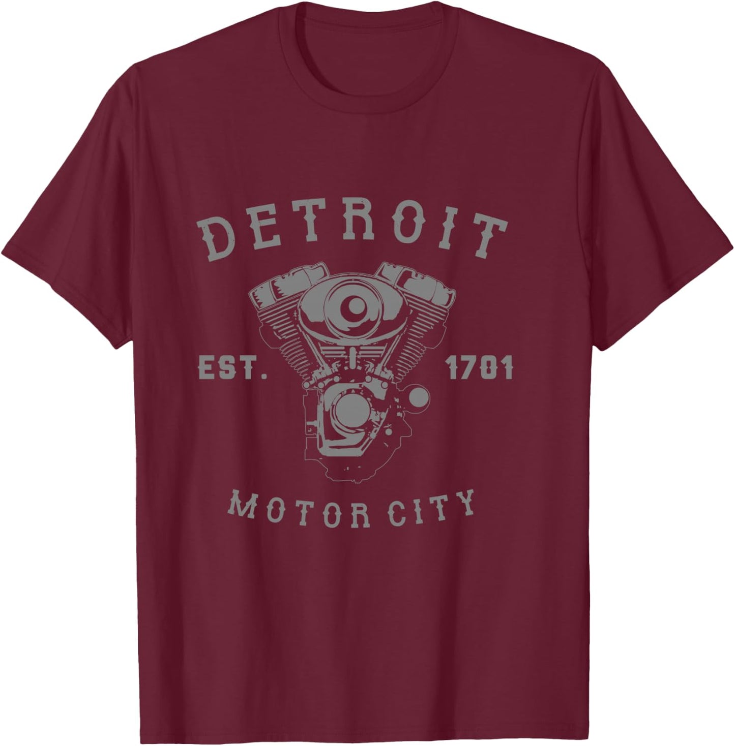 Vintage Big Block Detroit Motor City Michigan Car Enthusiast T-Shirt - T-Shirt | Maroon