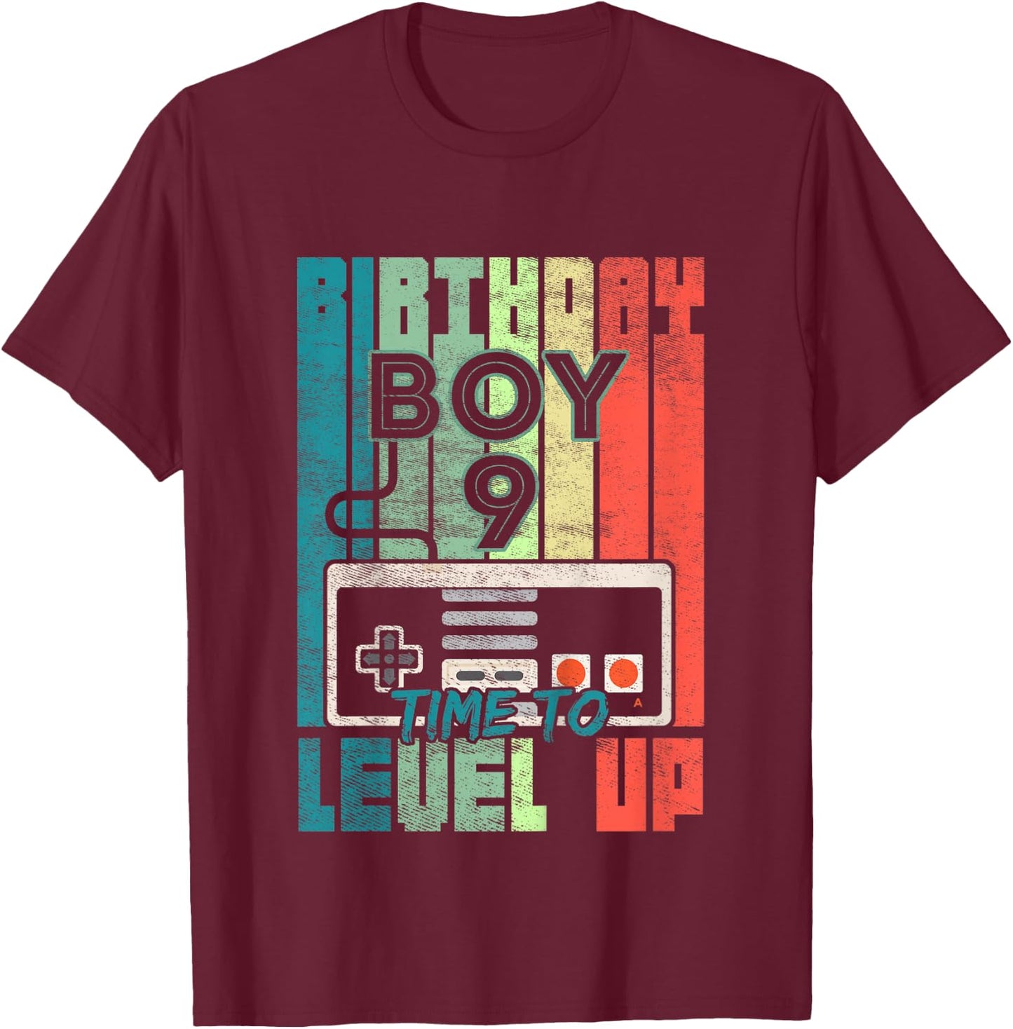 Kids Birthday Boy 9 Time to Level Up 9 Birthday Boy Level Up T-Shirt - T-Shirt | Maroon