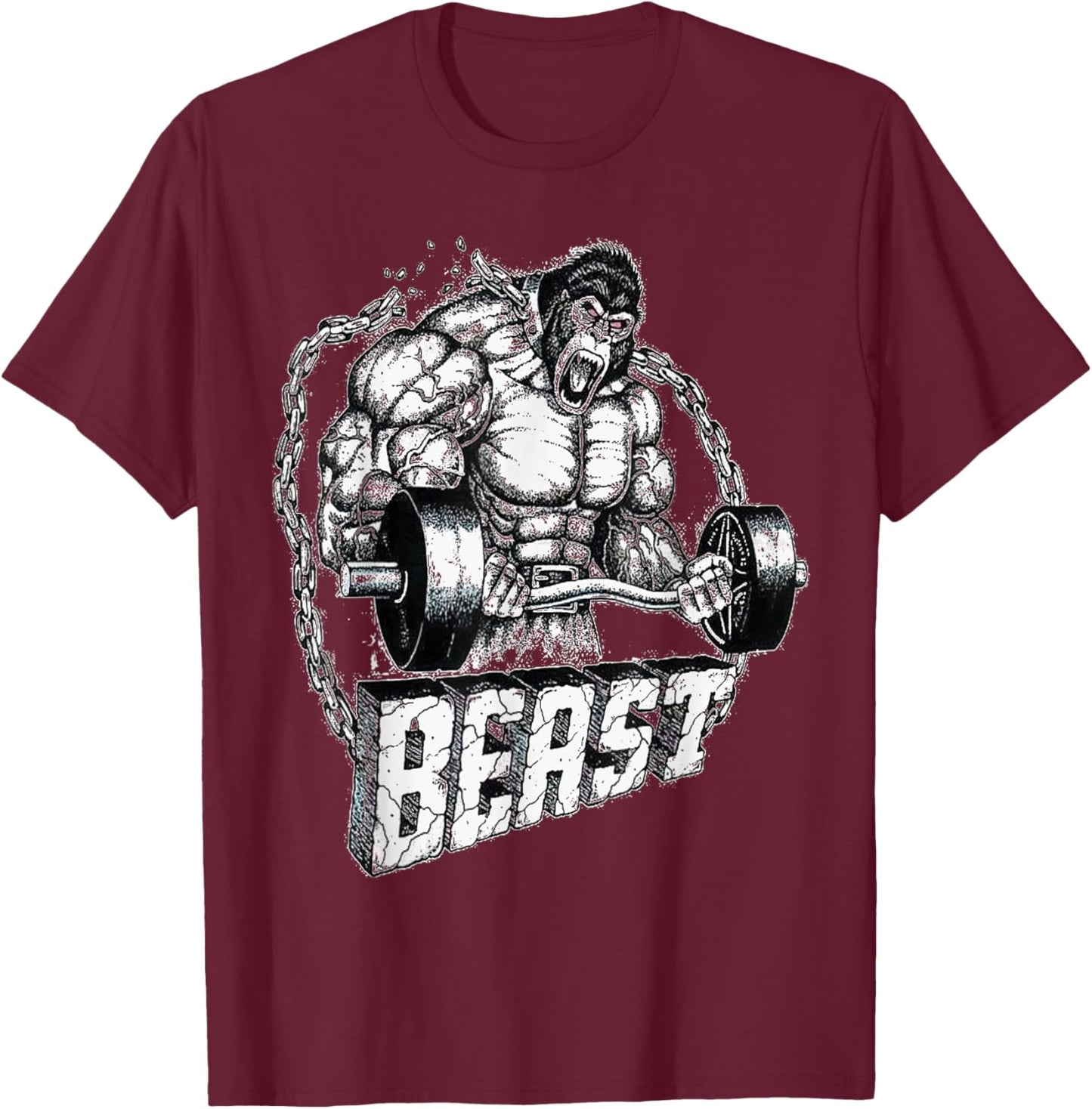 Chained Beast Gorilla T-Shirt - T-Shirt | Maroon