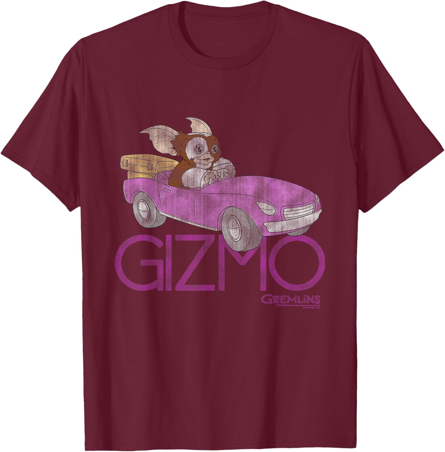Gremlins Gizmo Pink Car T-Shirt - T-Shirt | Maroon