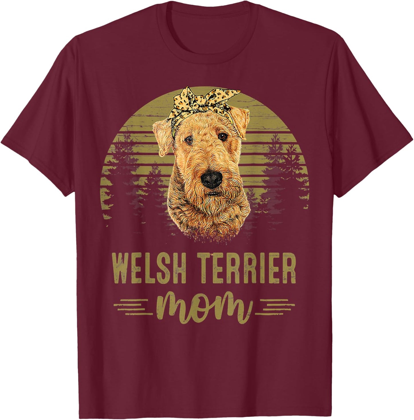 Vintage Welsh Terrier Mom Dog Lover Mother's Day Women Kids T-Shirt - T-Shirt | Maroon