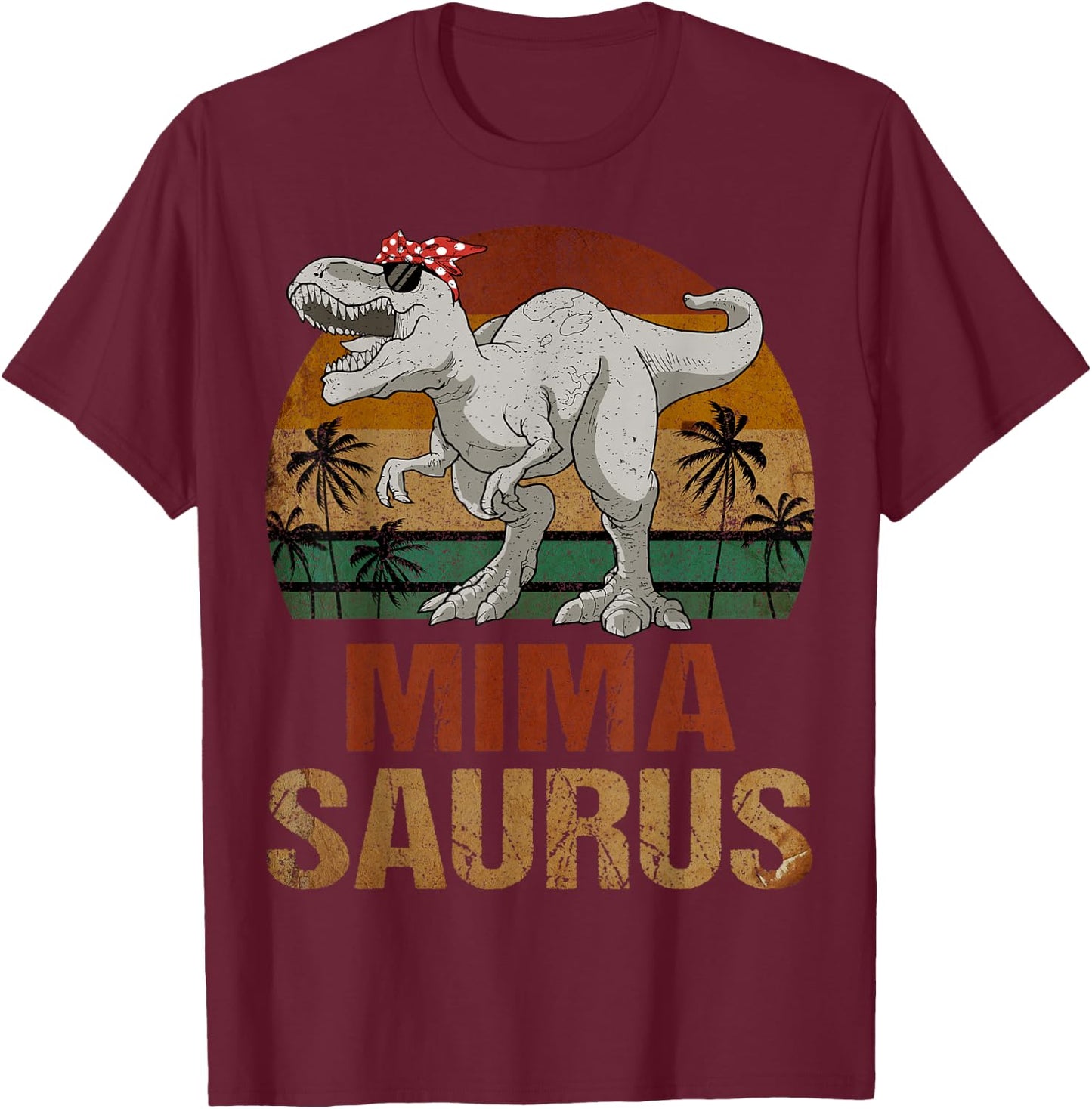 Mimasaurus Dinosaur Mima Saurus Vintage Mother's Day T-Shirt - T-Shirt | Maroon