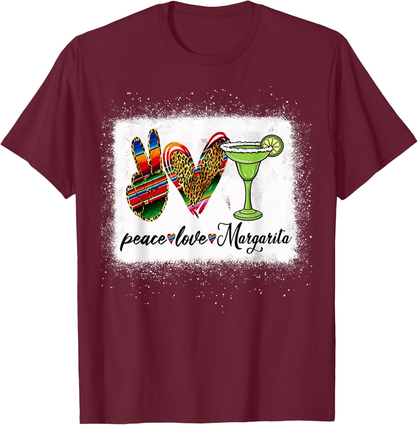 Peace Love Margarita Shirt Feelin' Salty Margarita Drinking T-Shirt - T-Shirt | Maroon