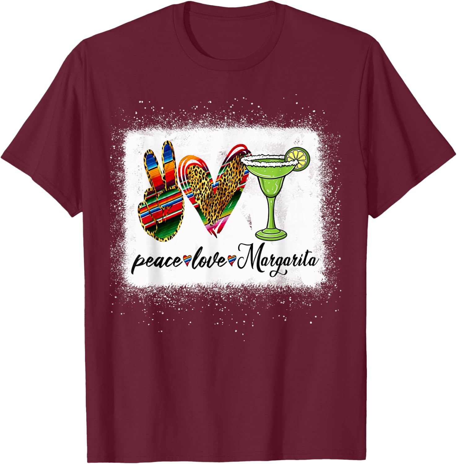 Peace Love Margarita Shirt Feelin' Salty Margarita Drinking T-Shirt - T-Shirt | Maroon