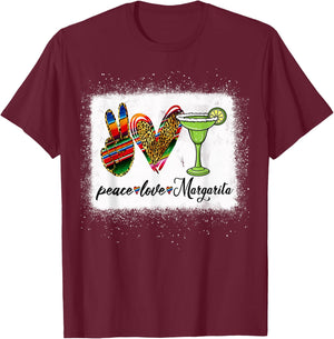 Peace Love Margarita Shirt Feelin' Salty Margarita Drinking T-Shirt - T-Shirt | Maroon