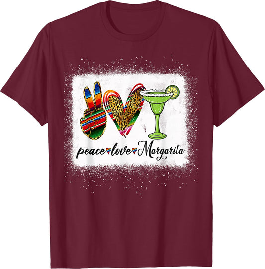 Peace Love Margarita Shirt Feelin' Salty Margarita Drinking T-Shirt - T-Shirt | Maroon