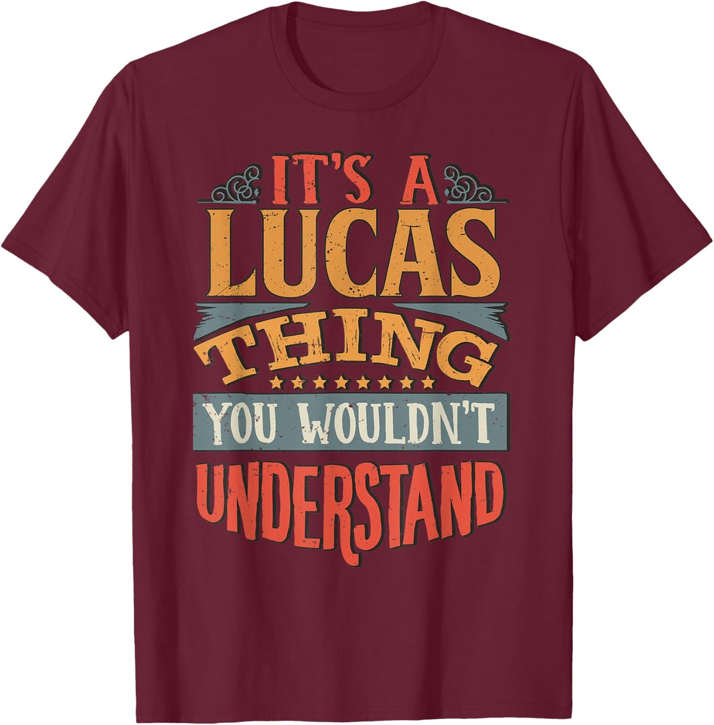 Lucas Name T-Shirt - T-Shirt | Maroon