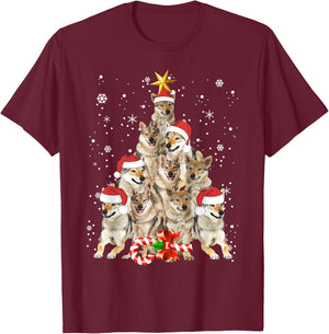 Wolfs Tree Christmas Sweater Xmas Pet Animal Wolf Lover Gift T-Shirt - T-Shirt | Maroon