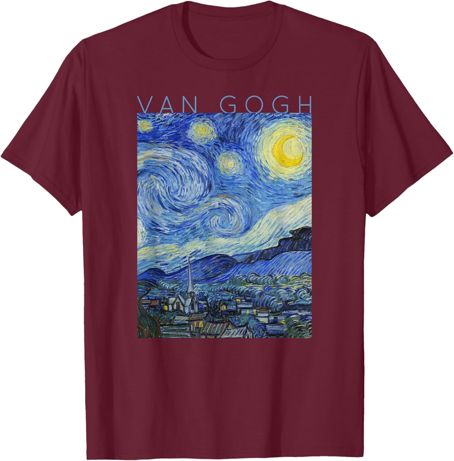 Van Gogh Starry Night - Art for Artists T-Shirt - T-Shirt | Maroon