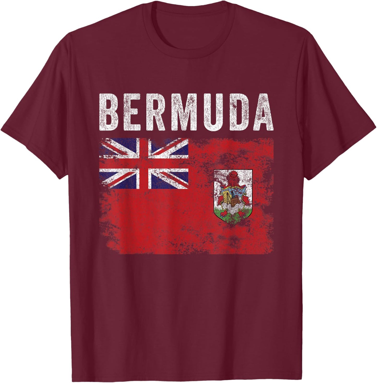 Bermuda Flag Distressed - Men Women Kids - Bermudian Flag T-Shirt - T-Shirt | Maroon
