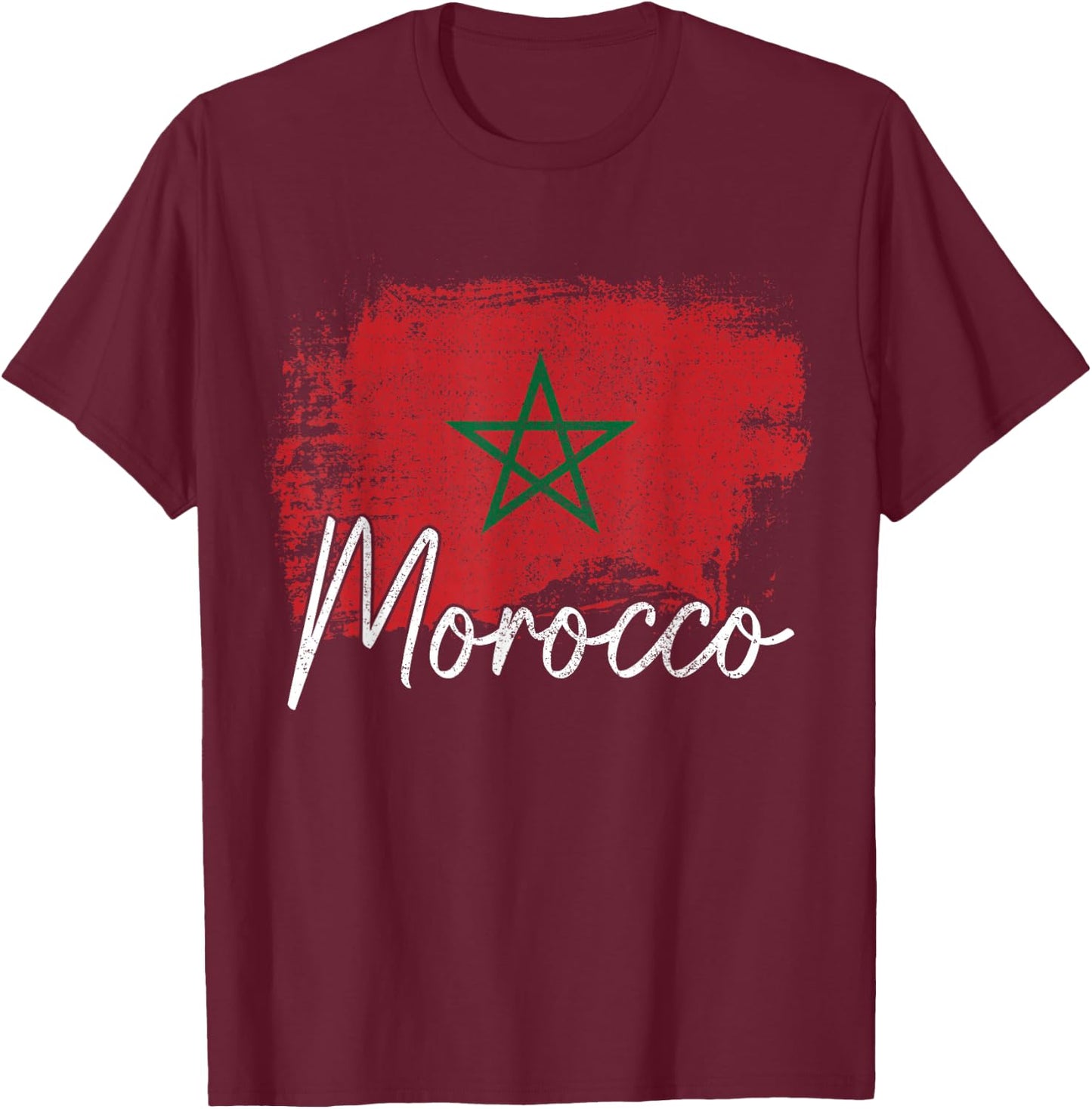 Morocco Vintage Flag Moroccan African T-Shirt - T-Shirt | Maroon