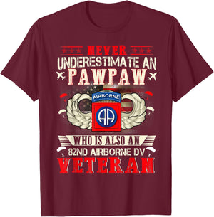 Never Undertimate An Pawpaw 82nd Airborne Paratrooper T-Shirt - T-Shirt | Maroon