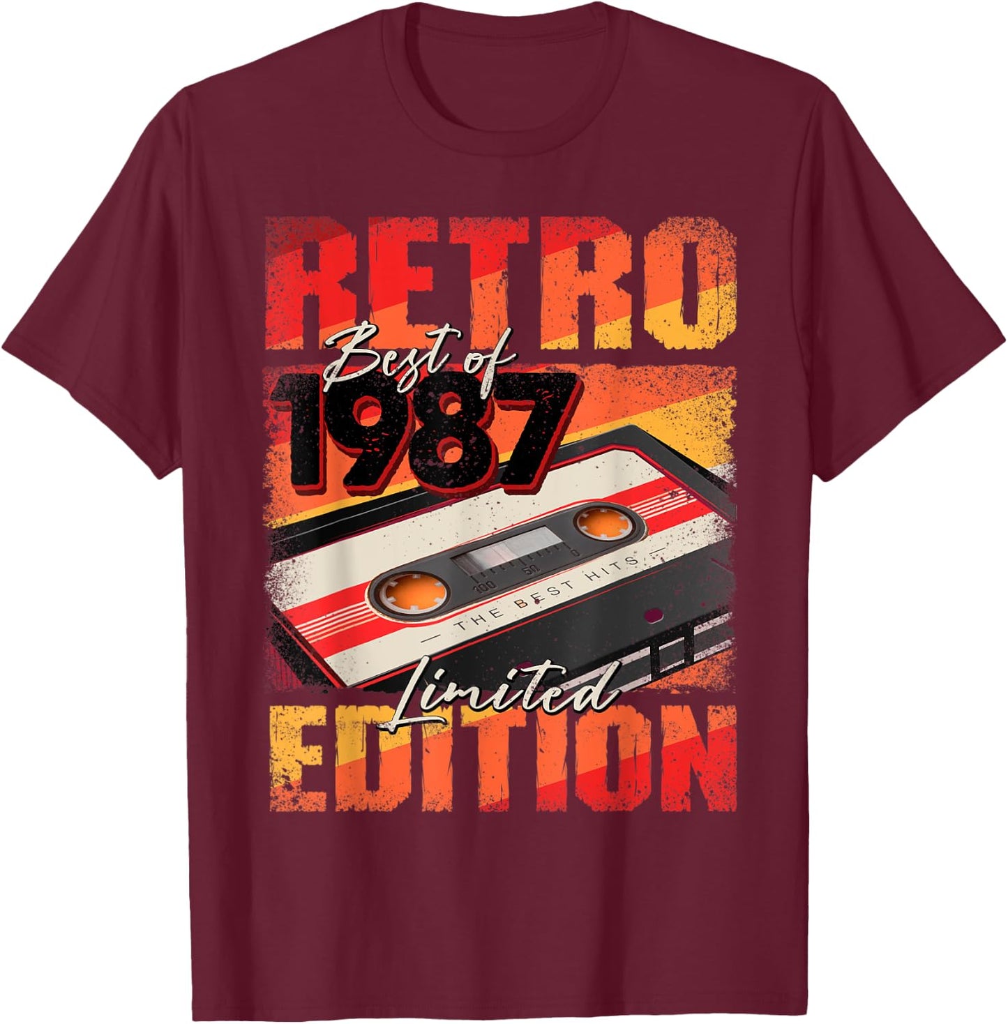 Vintage 1987 Best Of 1987 Cassette Tape 35th Birthday T-Shirt - T-Shirt | Maroon