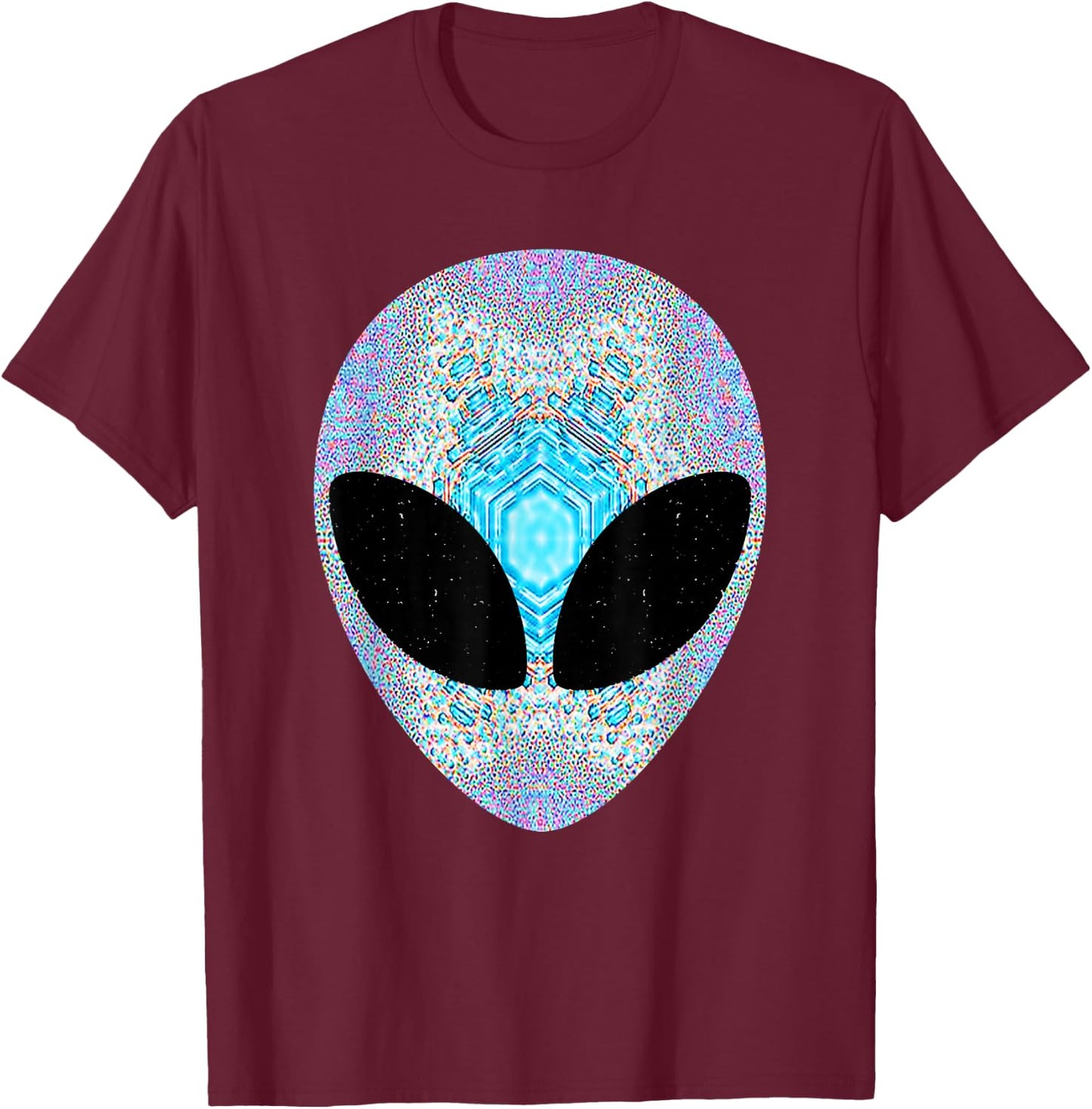 Alien Head Design Colorful Alien Rave Believe UFO T-Shirt - T-Shirt | Maroon