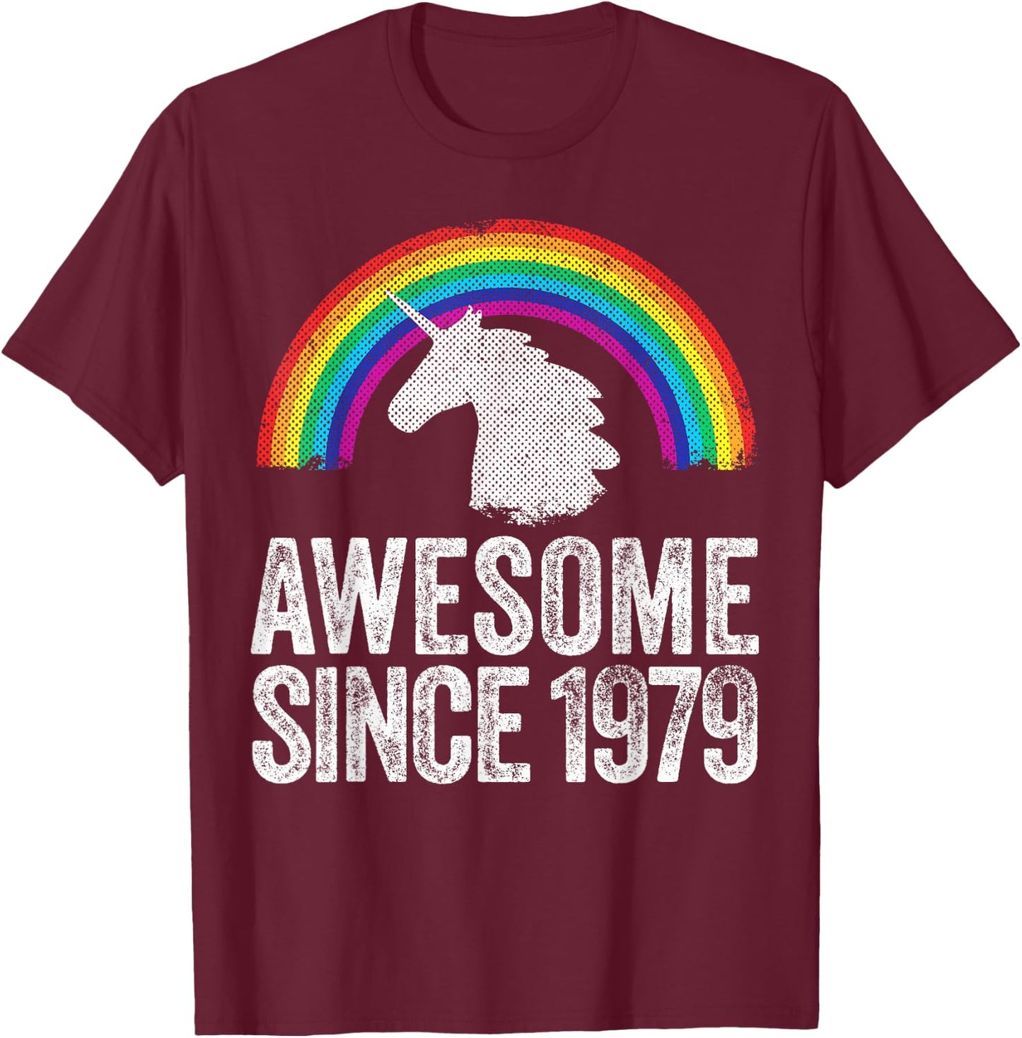 1979 45th Birthday Gift Unicorn Rainbow 45 Years Old Women T-Shirt - T-Shirt | Maroon