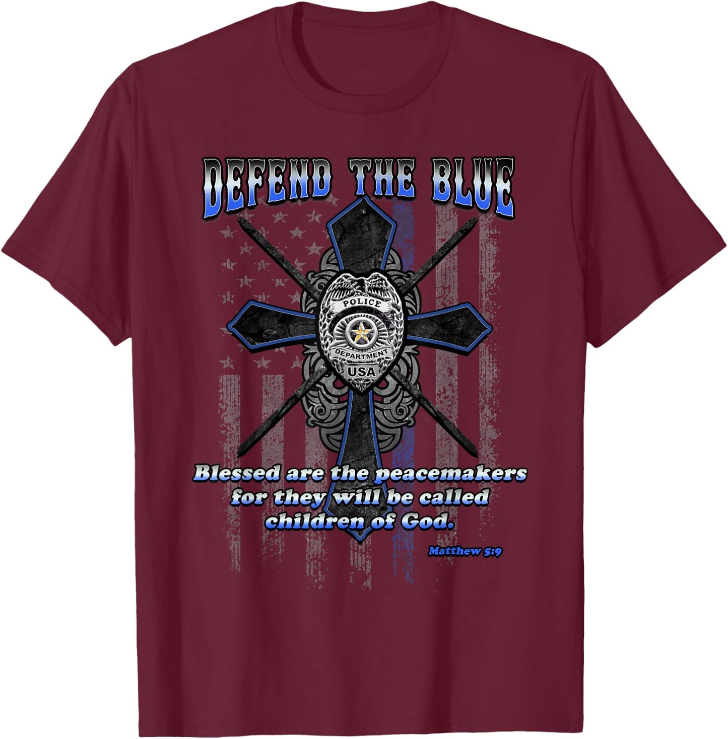 Back The Police | Blue Line | Defend The Blue T-Shirt - T-Shirt | Maroon