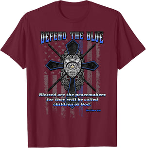Back The Police | Blue Line | Defend The Blue T-Shirt - T-Shirt | Maroon