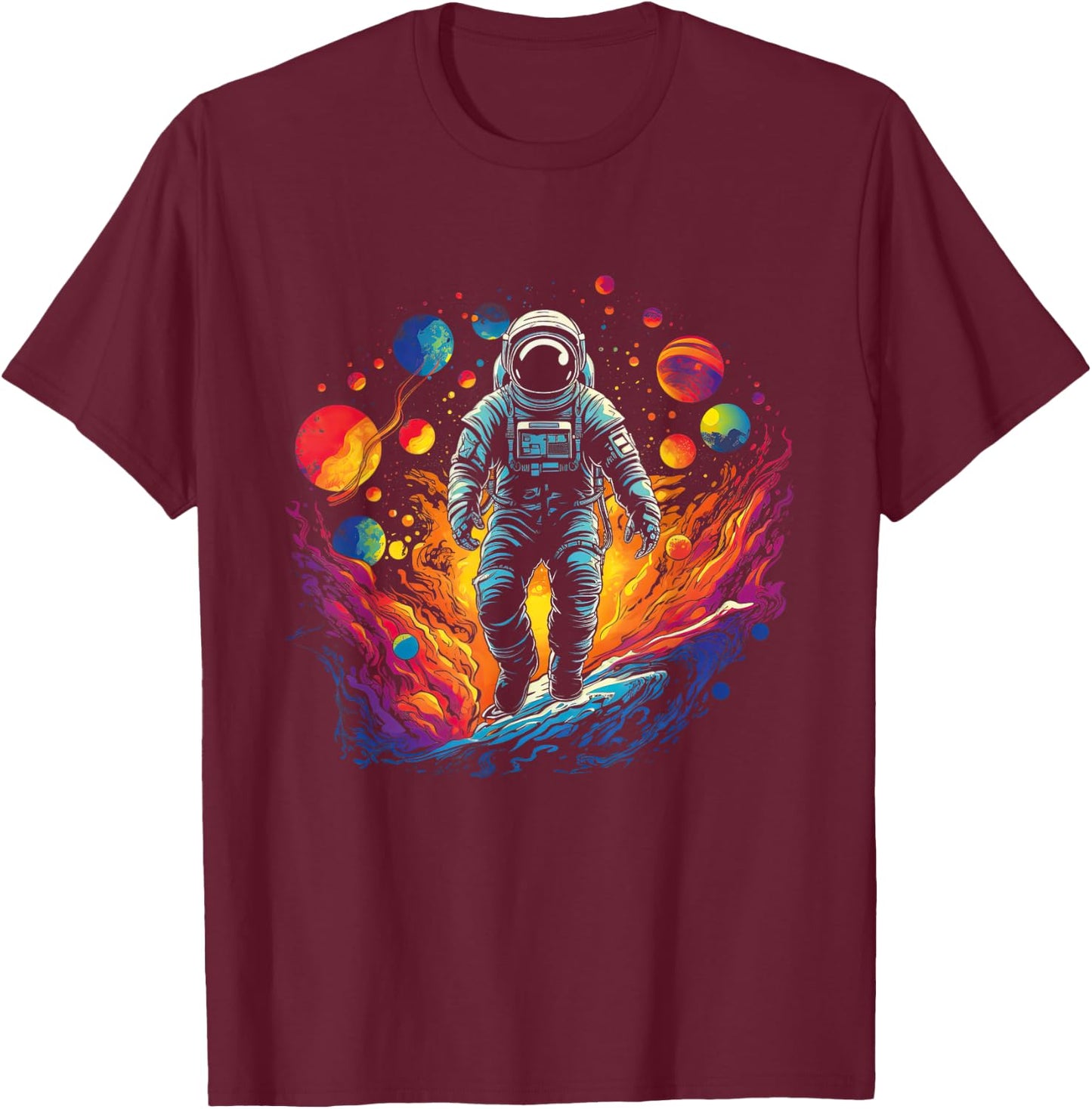 Space Galaxy Geek Astronaut Artwork Science T-Shirt - T-Shirt | Maroon