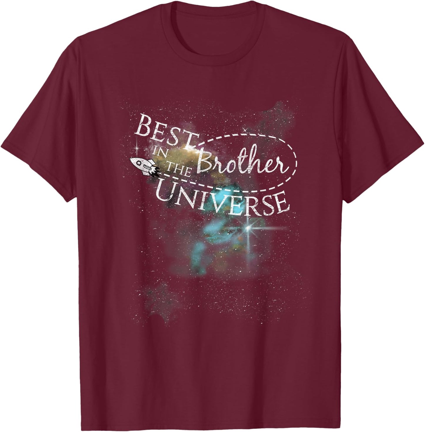 Best Brother in the Universe | Space Nebula & Galaxies Gift T-Shirt - T-Shirt | Maroon