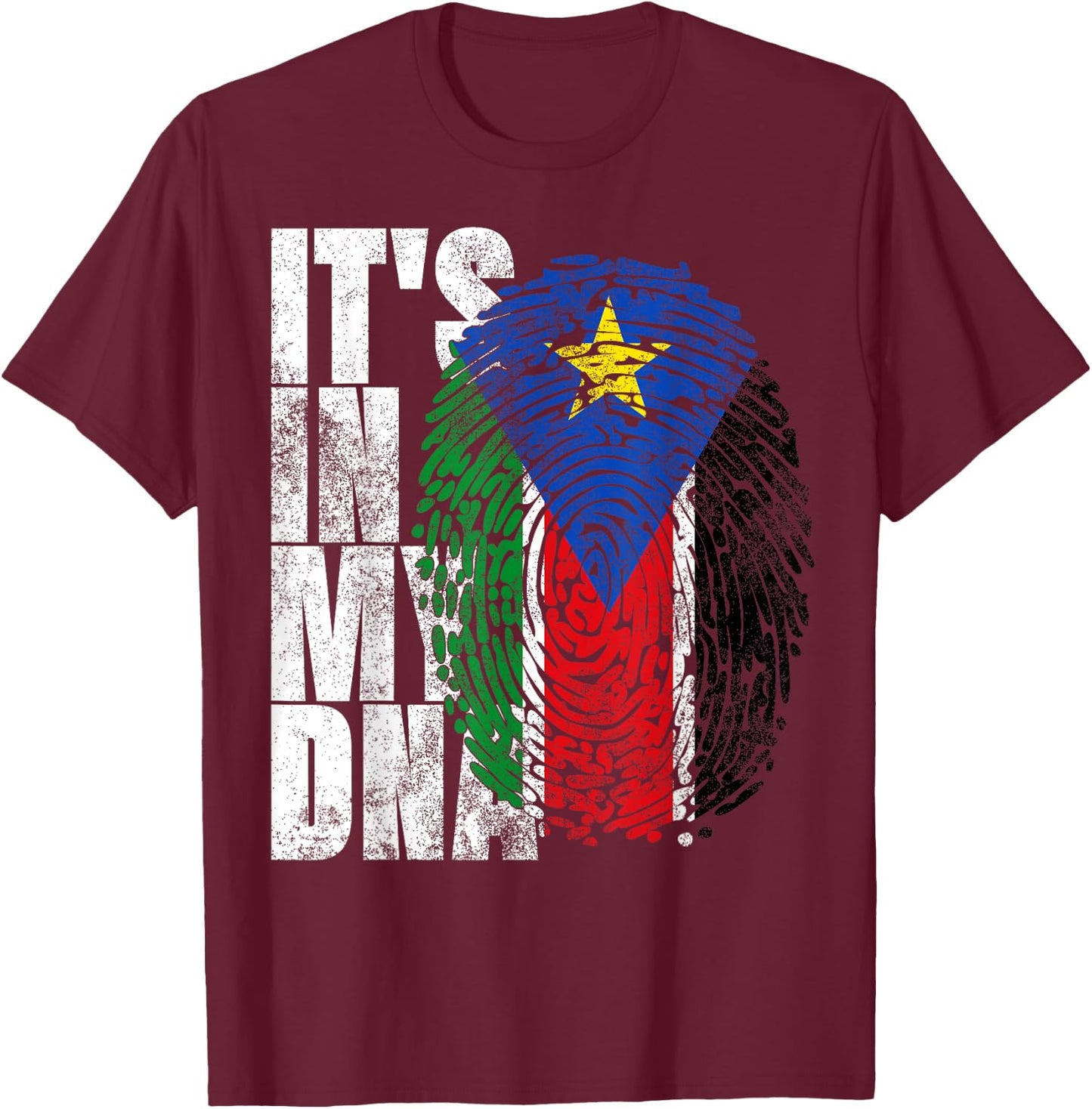 It's In My DNA South Sudanese Gifts African South Sudan Flag T-Shirt - T-Shirt | Maroon
