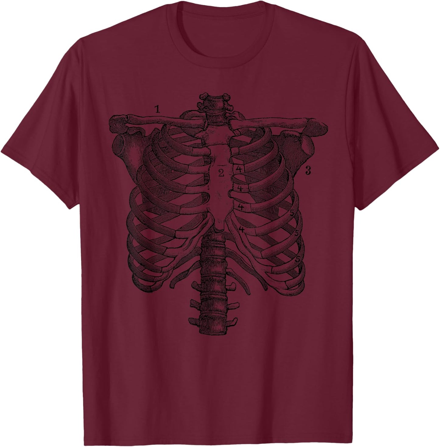 Ribcage Anatomy Print T-Shirt - T-Shirt | Maroon