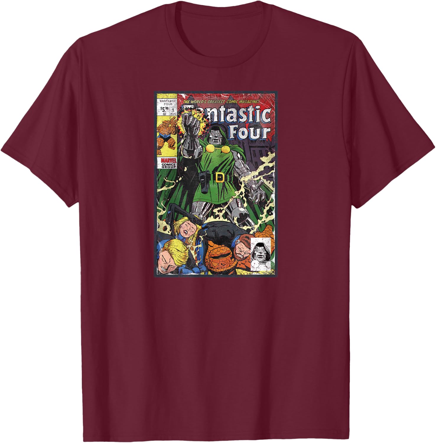 Marvel Fantastic Four Comic Cover T-Shirt - T-Shirt | Maroon