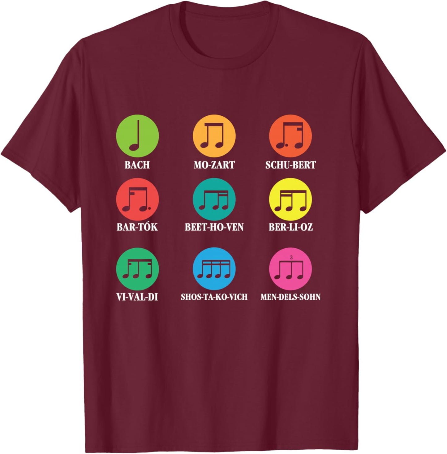Classical Composers Classical Music Sheet Music T-Shirt - T-Shirt | Maroon