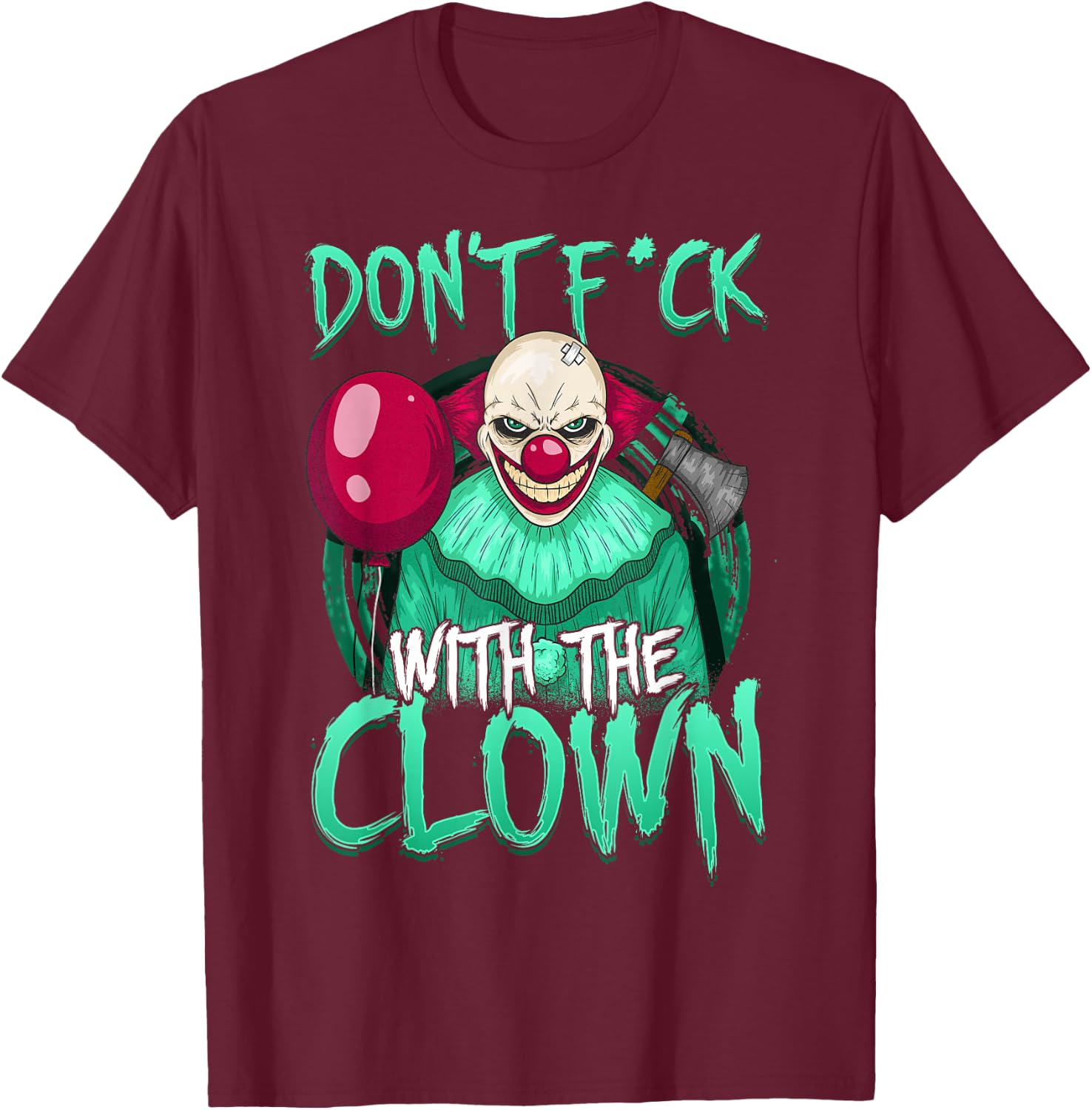 Evil Scary Clown Horror Lovers T-Shirt - T-Shirt | Maroon