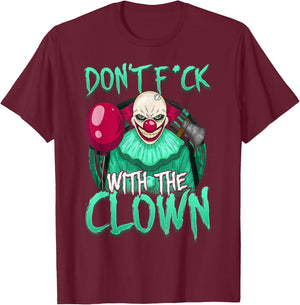 Evil Scary Clown Horror Lovers T-Shirt - T-Shirt | Maroon