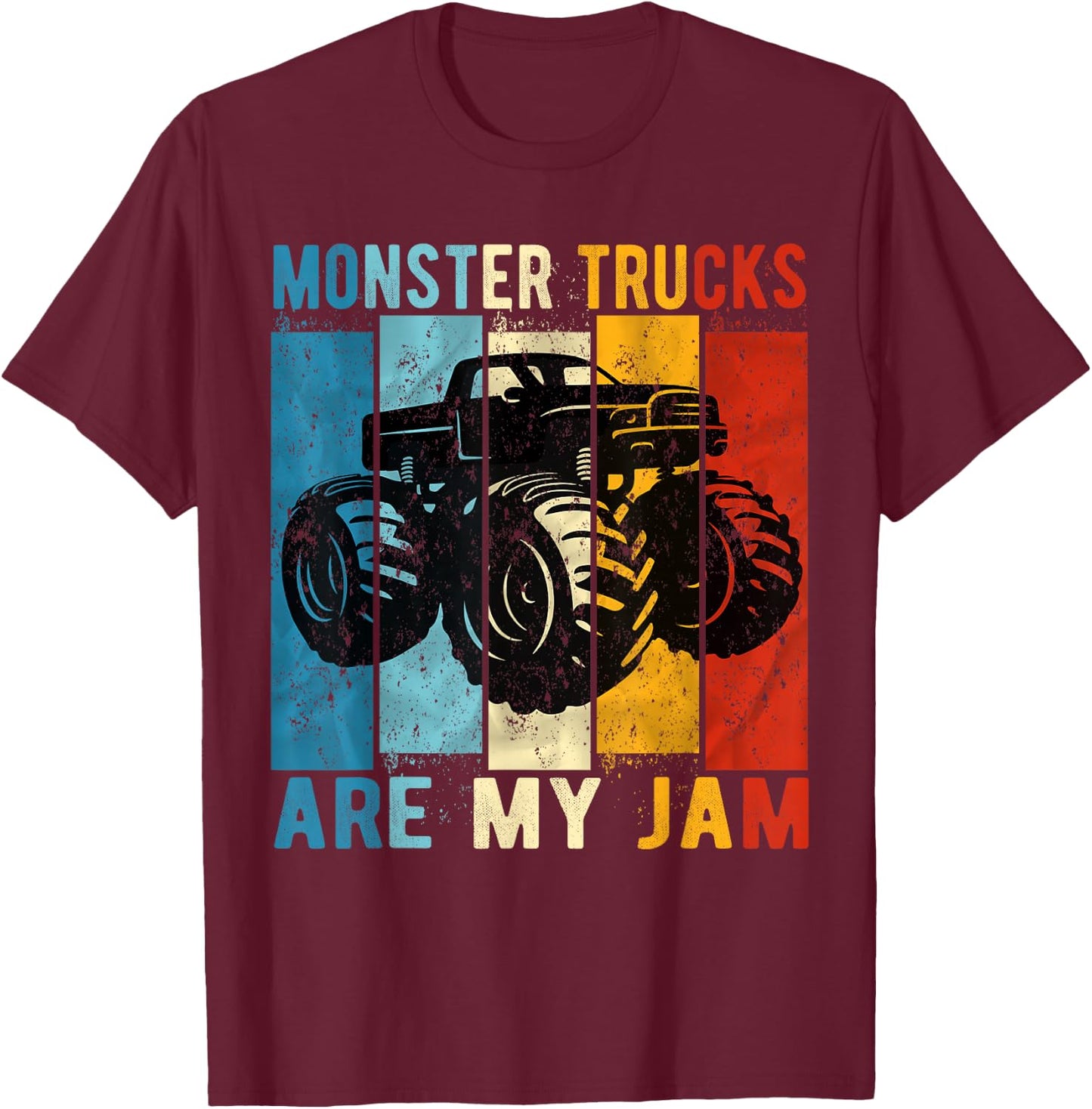 Monster Trucks Are My Jam Vintage Retro Monster Truck T-Shirt - T-Shirt | Maroon