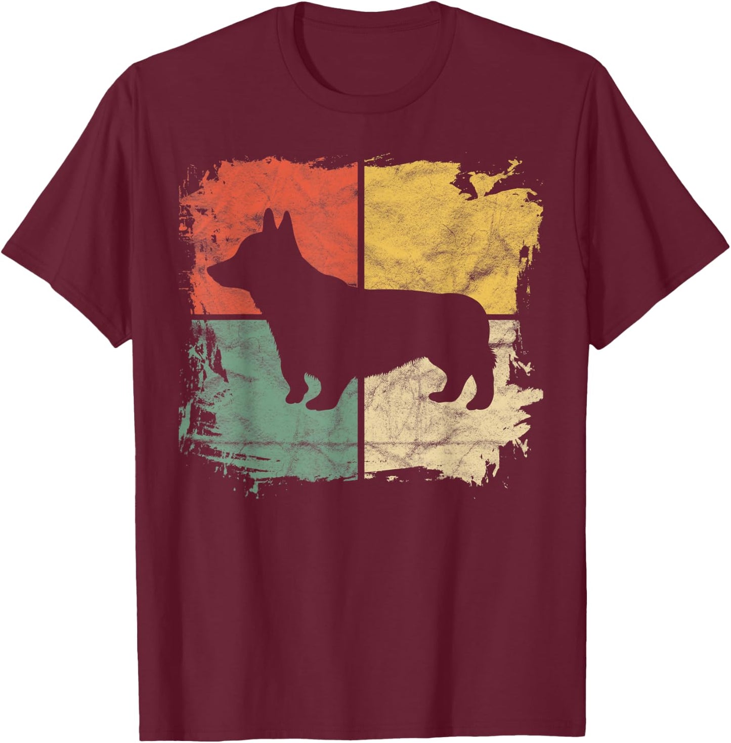 Square Retro Corgi Owner Gift Dog Welsh Corgi Dad Pet Mom Men Women Kids T-Shirt - T-Shirt | Maroon