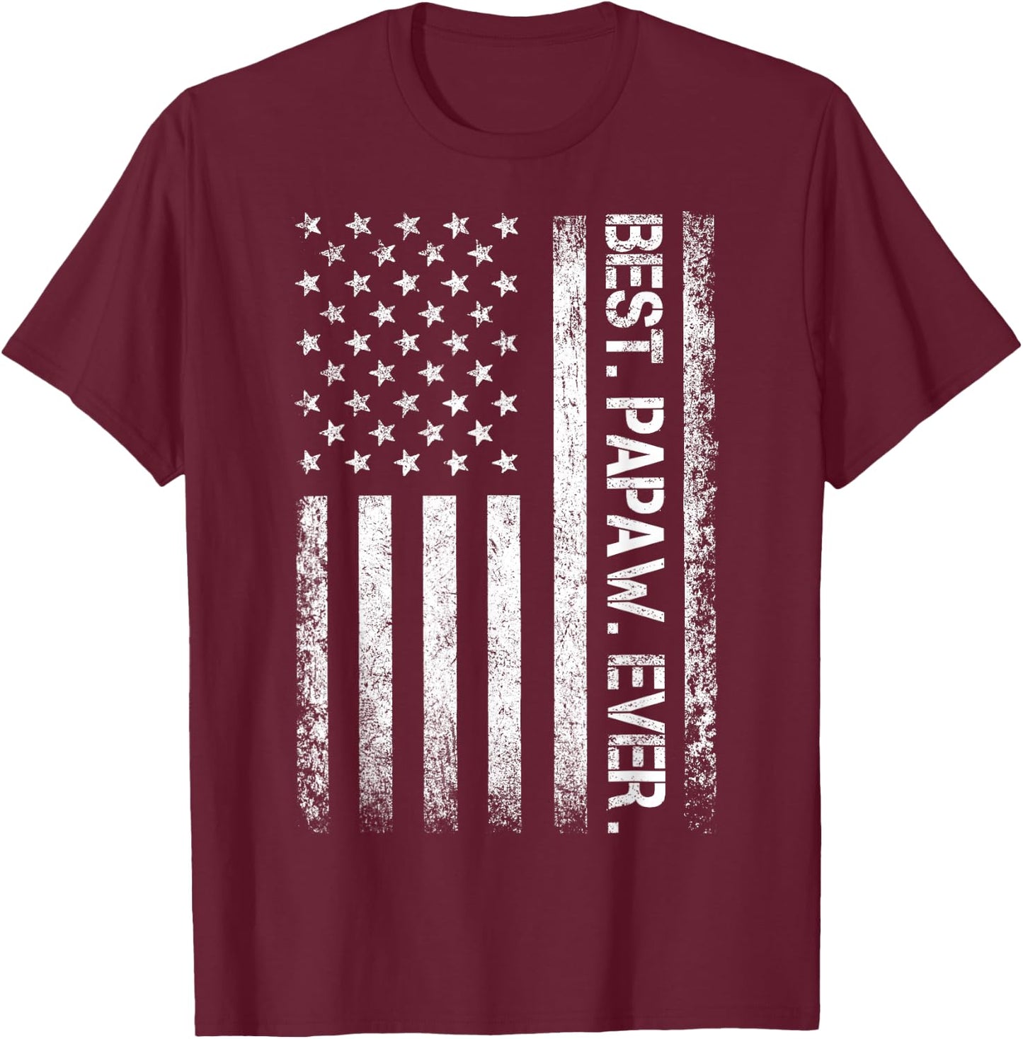 Best Papaw Ever Vintage American Flag T Shirt T-Shirt - T-Shirt | Maroon