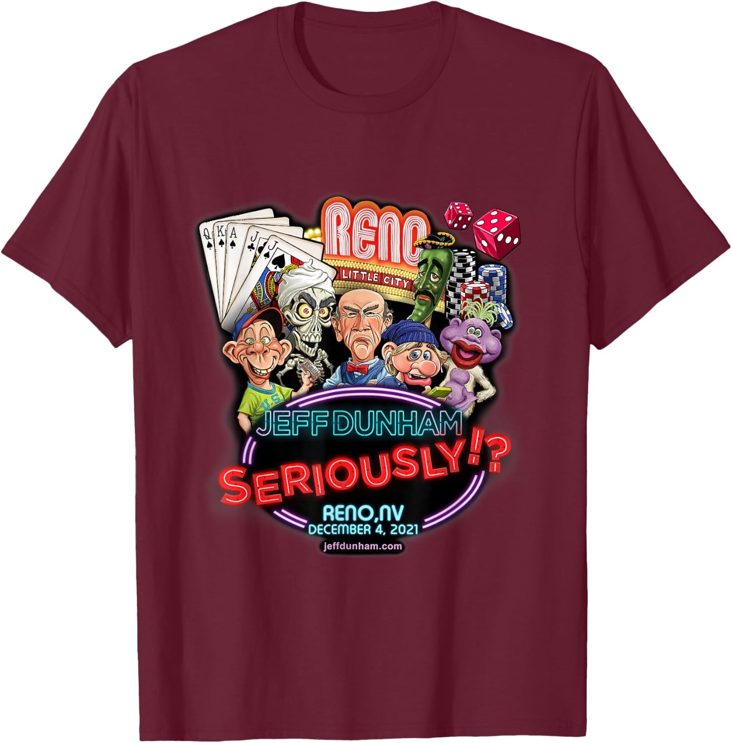 Jeff Dunham Reno, NV T-Shirt - T-Shirt | Maroon