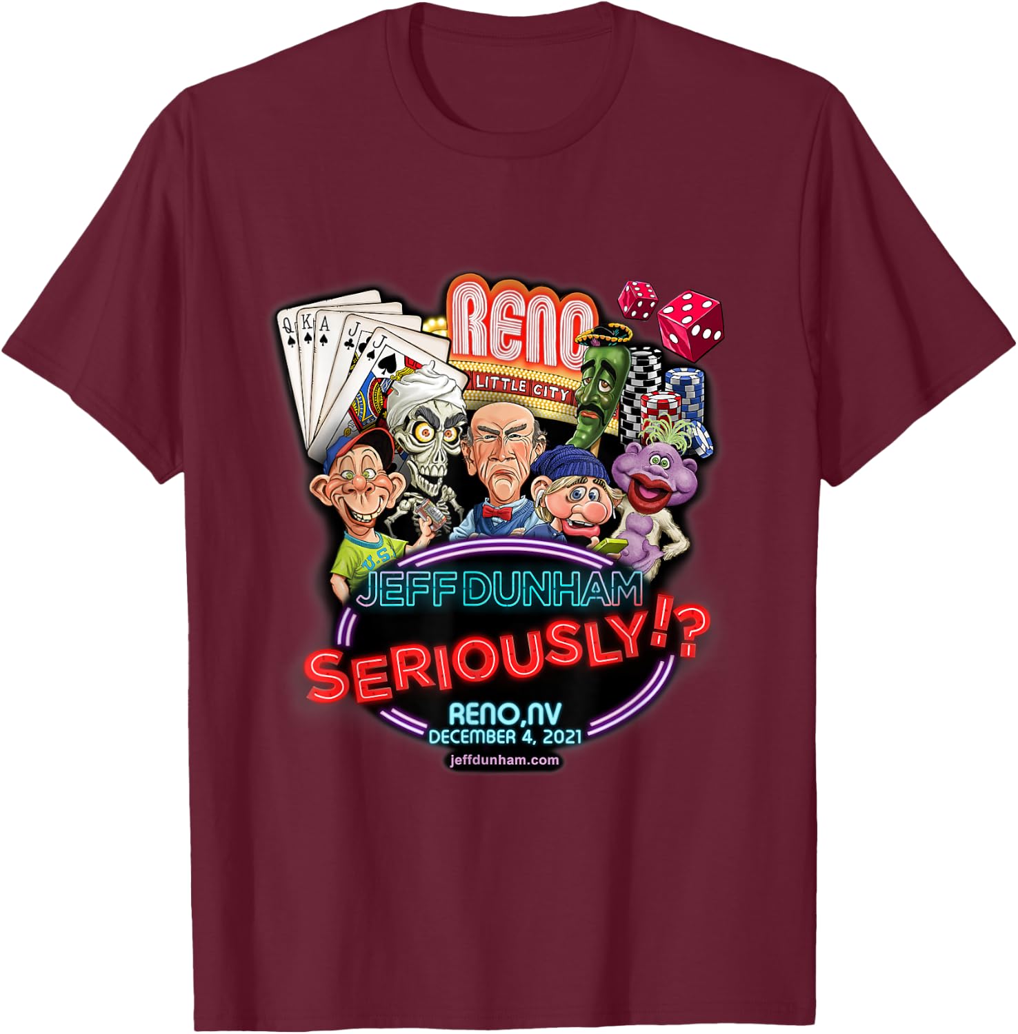 Jeff Dunham Reno, NV T-Shirt - T-Shirt | Maroon