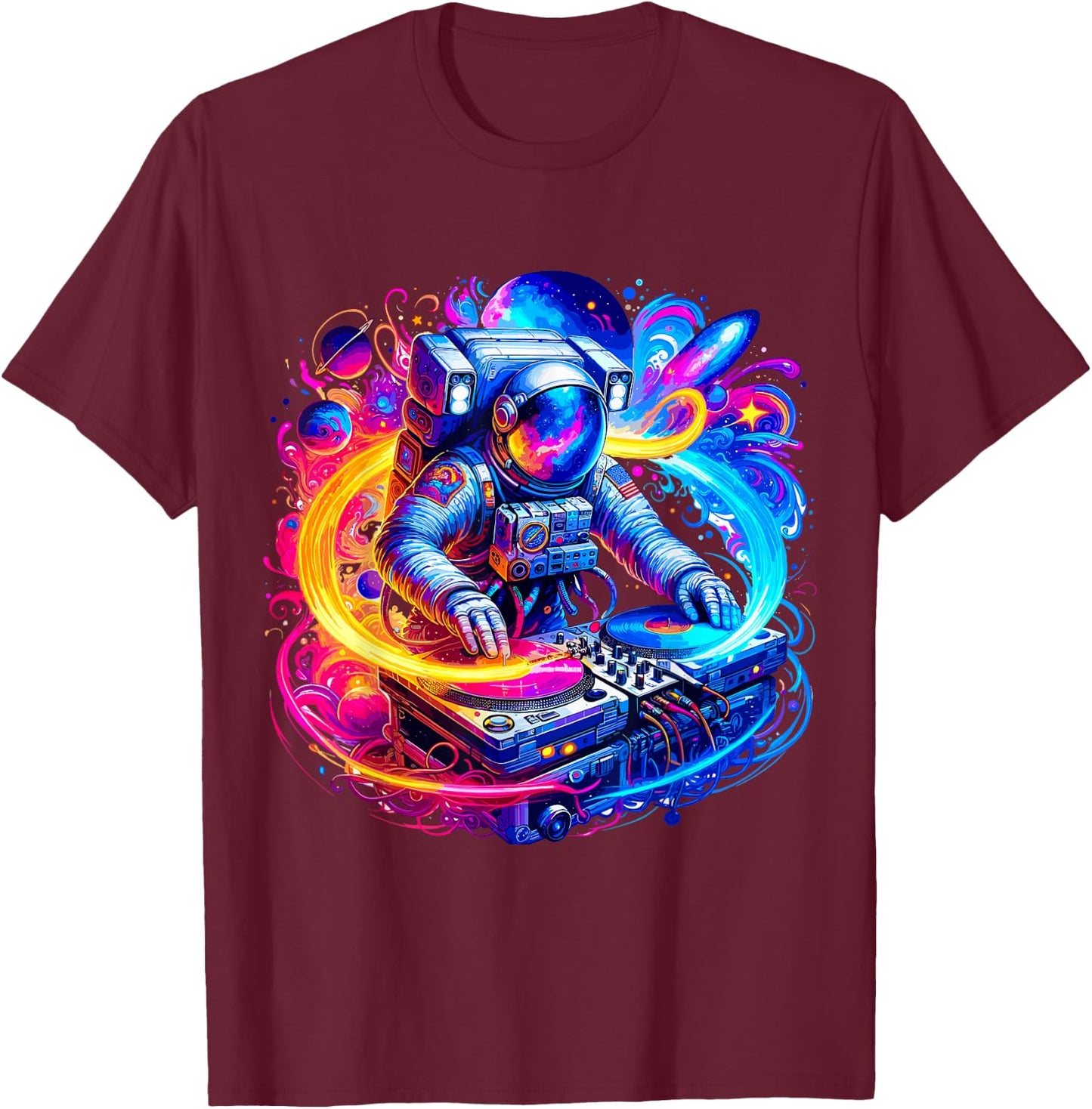 Astronaut DJ in Space Music EDM T-Shirt - T-Shirt | Maroon