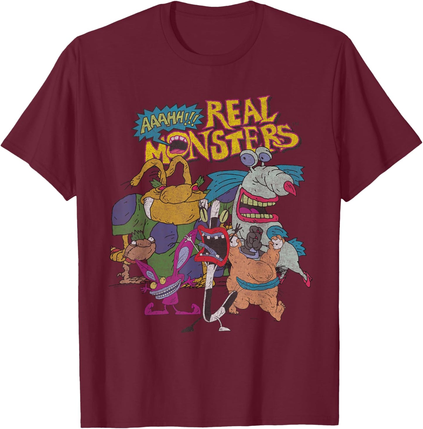 Aaahh!!! Real Monsters All Characters T-Shirt - T-Shirt | Maroon
