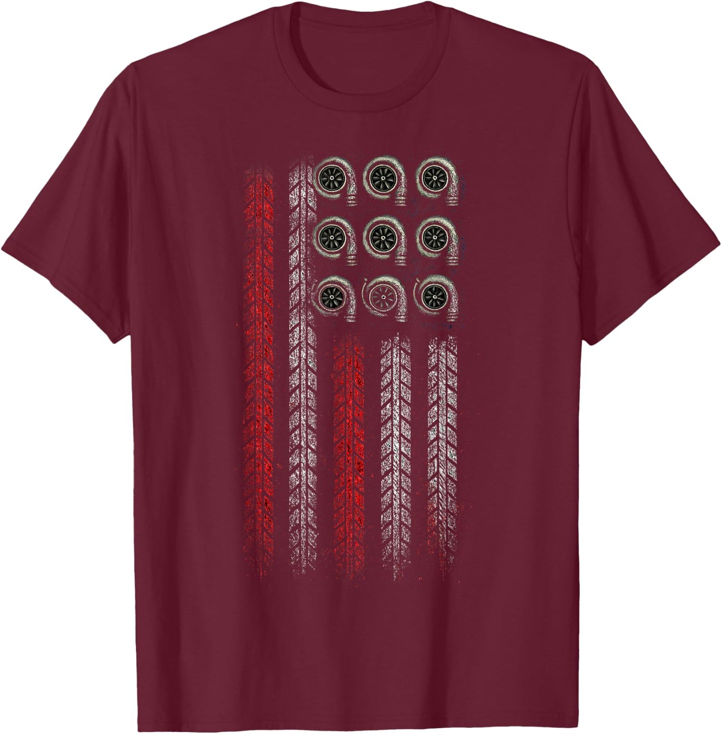 Funny Racing and Drift, Burnout American Patriotic Flag T-Shirt - T-Shirt | Maroon