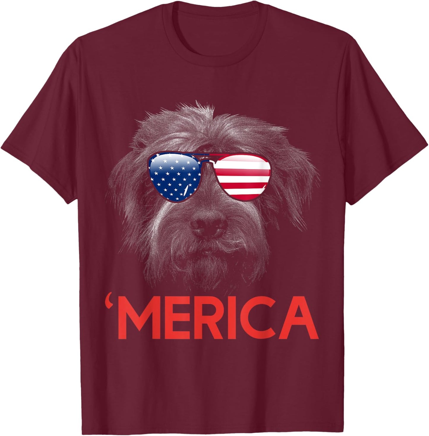 Merica Wirehaired pointing griffon American Flag Women Men T-Shirt - T-Shirt | Maroon