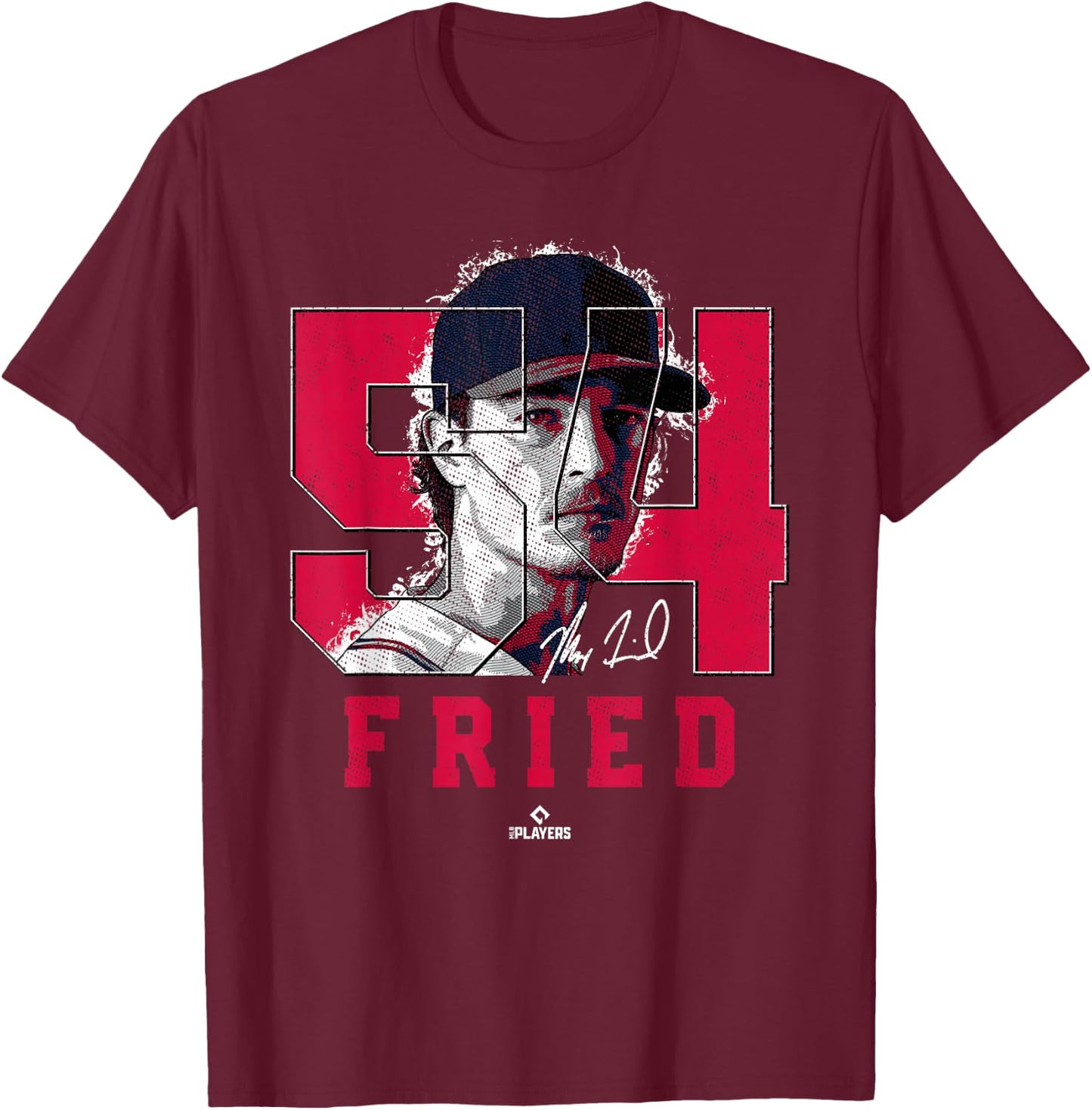 Max Fried Silhouette Maximus Atlanta MLBPA T-Shirt - T-Shirt | Maroon